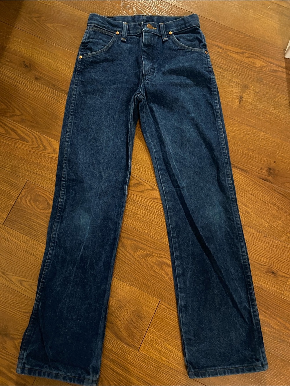 Boy’s Wrangler Straight-Leg Blue Jeans with Adjustable Waist Size 12 Regular